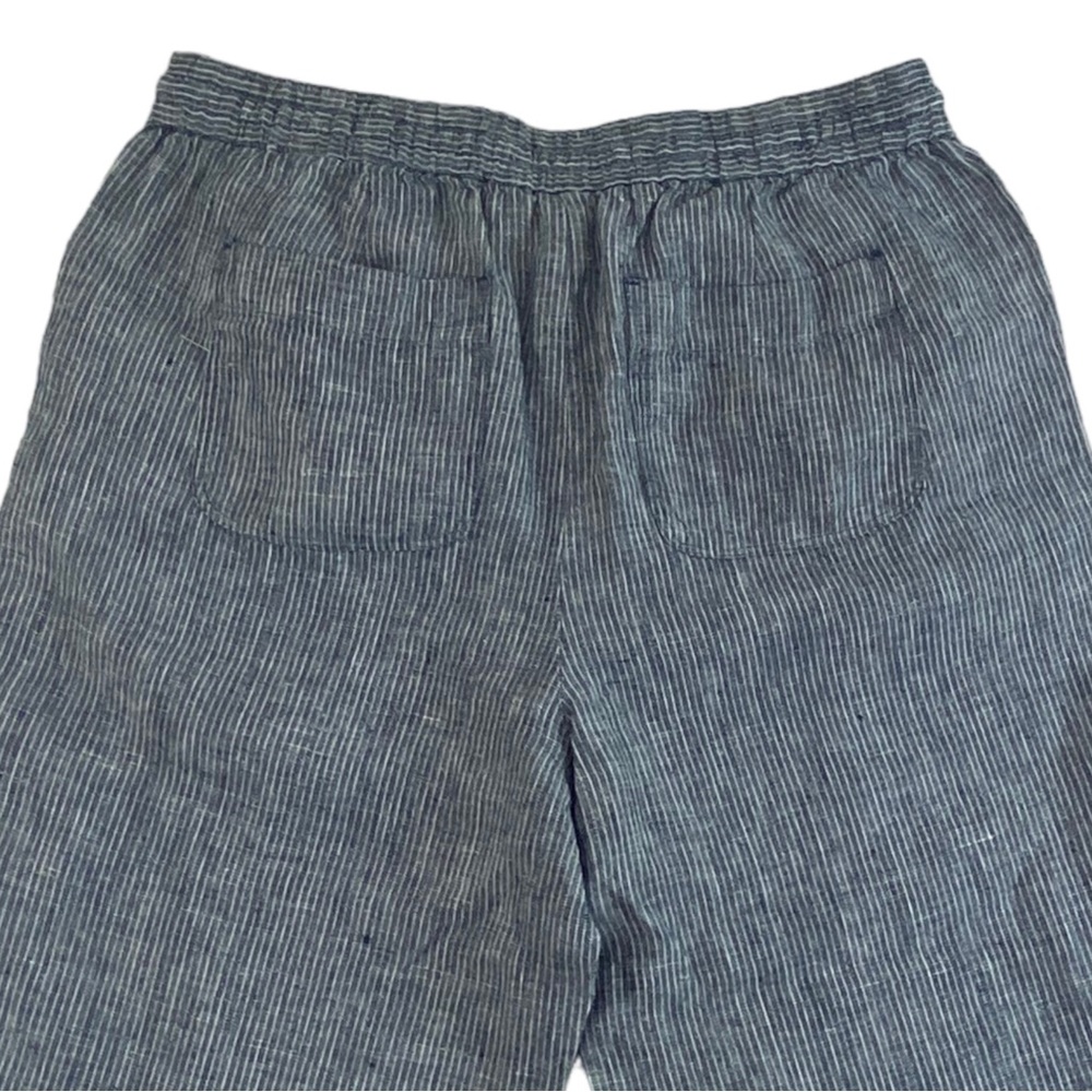 NWT Talbot's Women's Washed Linen Wide Leg Pants Striped Blue White Size 10P - Picture 5 of 10